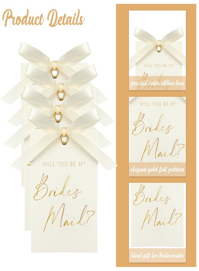 FYSUIMU 14Pcs Bridesmaid Proposal Card with Ribbon Bow 4 Designs Gold Foil Matron of Honor Invitation Paper Tags Will You Be My Bridesmaid for Bridal Shower Wedding - Image 3