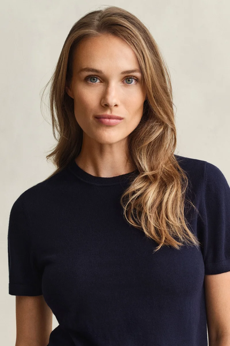 غانت Lightweight Knit Short Sleeve Crew Neck