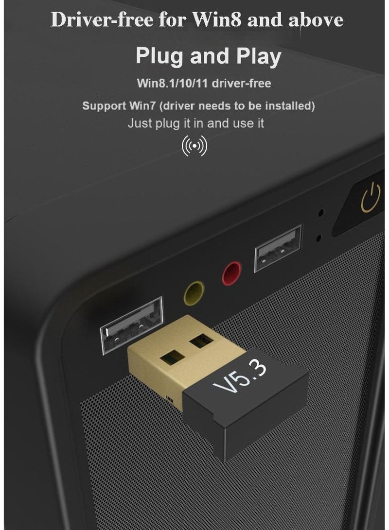 Bluetooth 5.3 USB Adapter for PC/Laptop – Wireless Bluetooth Receiver Dongle for Windows 8/10/11 – Multi-Device Support, Low Latency, Plug & Play – Connect Mouse, Headphones, Speakers, Game Controllers - Image 5