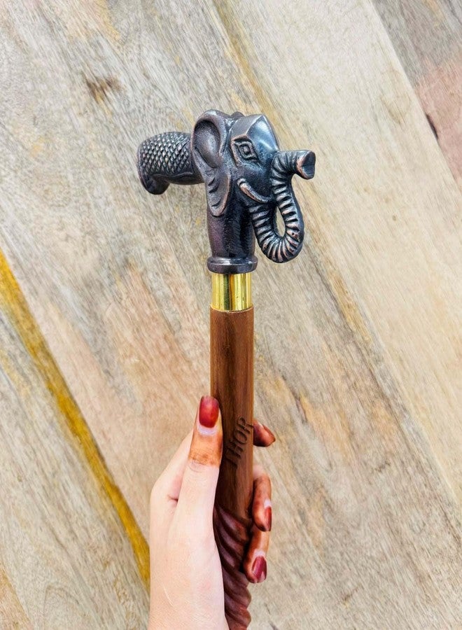 THOR INSTRUMENTS Handmade Solid Brass Head Handle Vintage Style Antique Wooden Walking Stick Cane Gift (3 Fold Wooden Walking Cane) (Elephant Handle Stick) - Image 3
