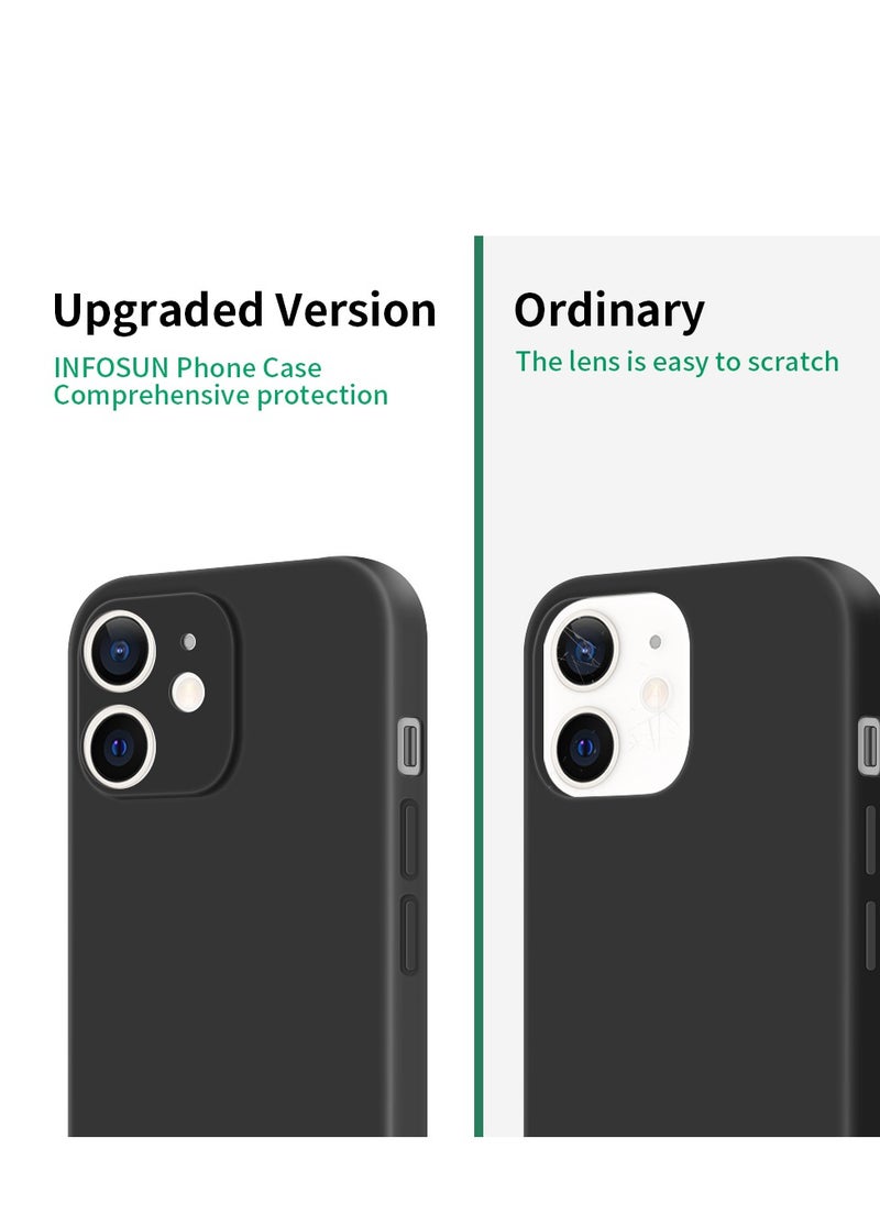 INFOSUN - INFOSUN Compatible with apple iPhone 12 Full Coverage for Protective Case, Ultra Slim Soft Silicone Gel TPU Cover, Matte Surface Ultra-Thin Case, for iPhone 12 (Black) - Image 1