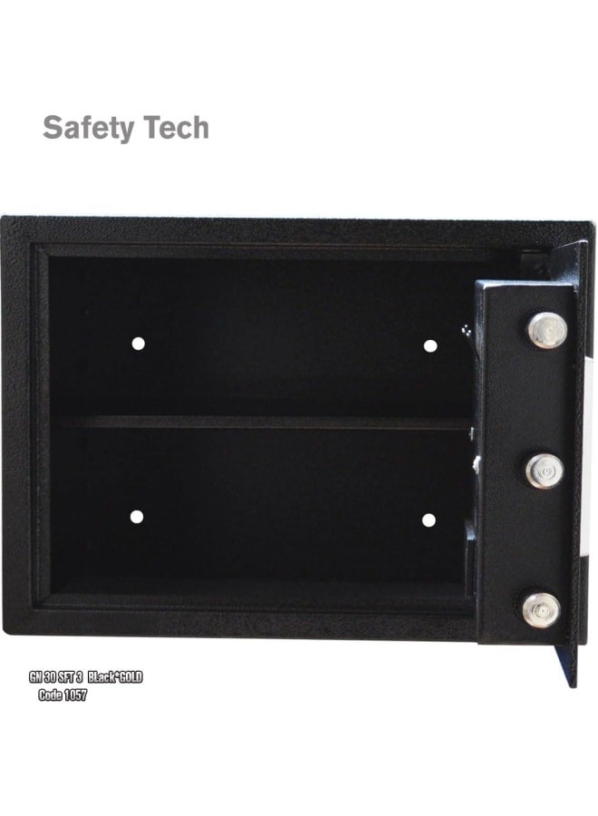 Safety Tech Personal safe with biometric fingerprint and triple force system, measuring 30 x 38 x 30 cm, black - by Safety Tech - Image 4