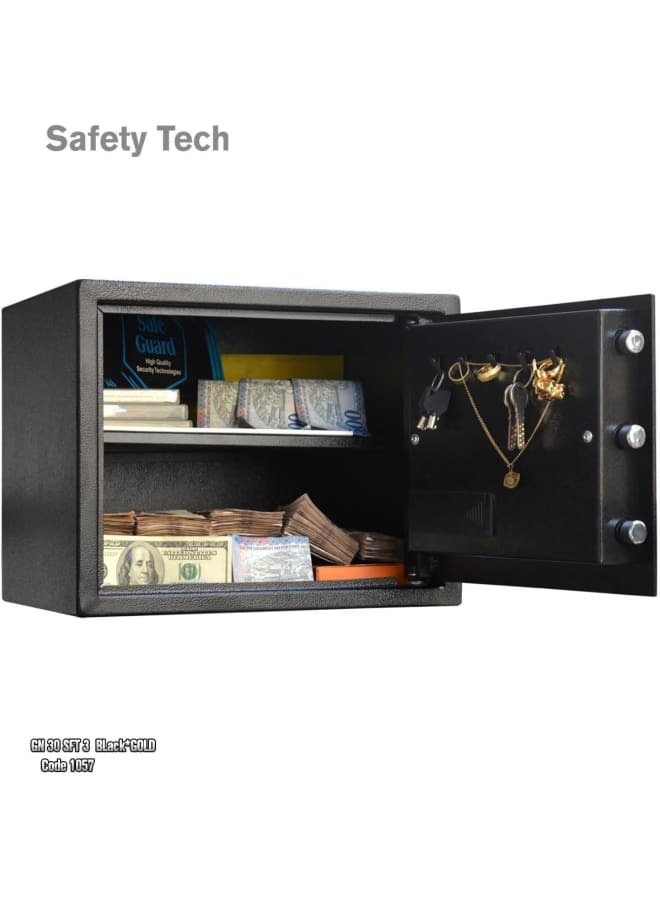 Safety Tech Personal safe with biometric fingerprint and triple force system, measuring 30 x 38 x 30 cm, black - by Safety Tech - Image 3