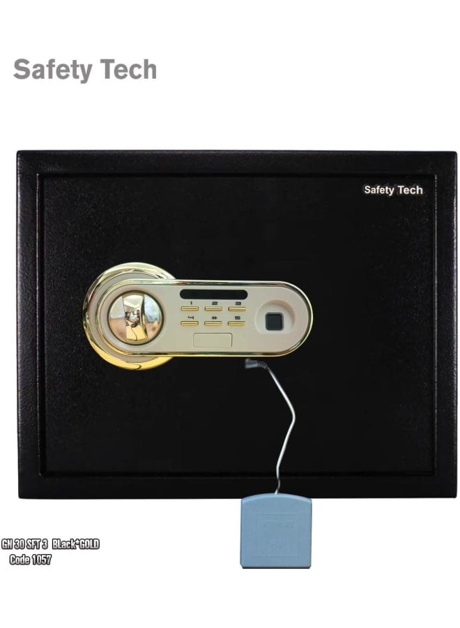 Safety Tech Personal safe with biometric fingerprint and triple force system, measuring 30 x 38 x 30 cm, black - by Safety Tech - Image 5
