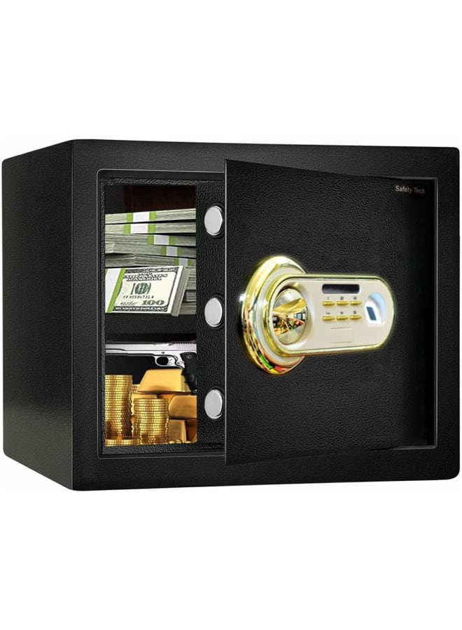 Safety Tech Personal safe with biometric fingerprint and triple force system, measuring 30 x 38 x 30 cm, black - by Safety Tech - Image 1