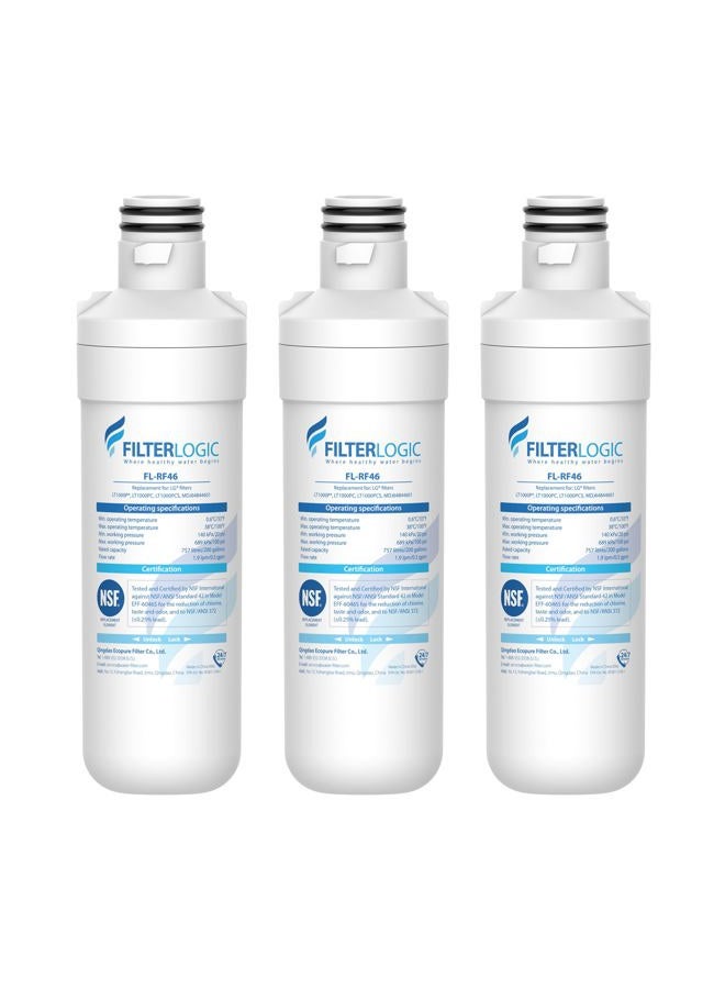 Filterlogic LT1000PC ADQ747935 MDJ64844601 Refrigerator Water Filter, Replacement for LG® LT1000P®/PC/PCS, LFXS26596S, LFXS28596S, LFXC22526S, ADQ74793501, ADQ74793502, Kenmore 46-9980, 3 Filters - Image 1