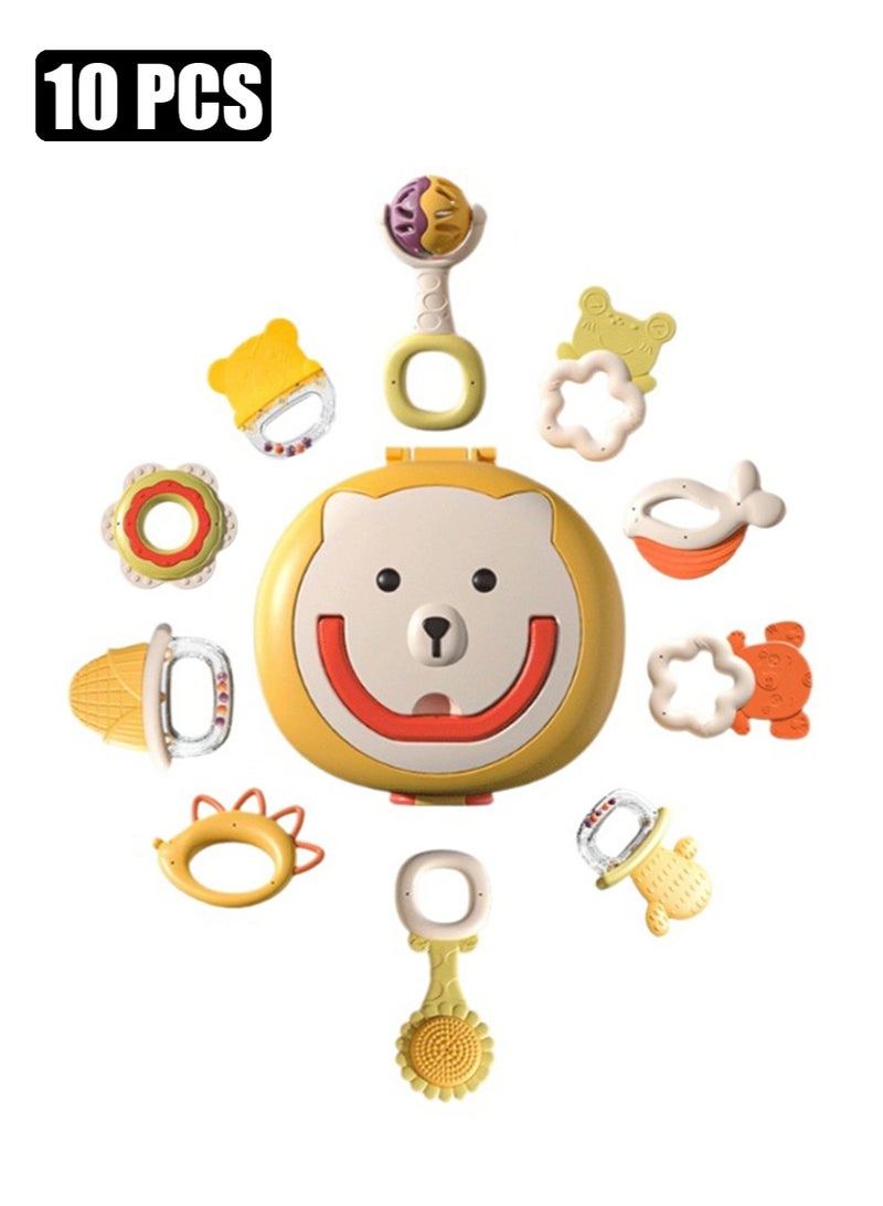JoyousSto 10 Pieces Baby Rattles & Teethers Set Sensory Developmental Developmental Baby Shower Gift with Gift Box for Boys and Girls Toys for 0-12 Months Newborn Infants, BPA Free - Image 1