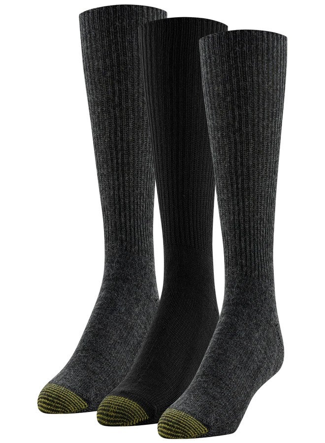 GOLDTOE Men's Fluffies Casual Crew Socks, Assorted (3-Pairs), Large - Image 1