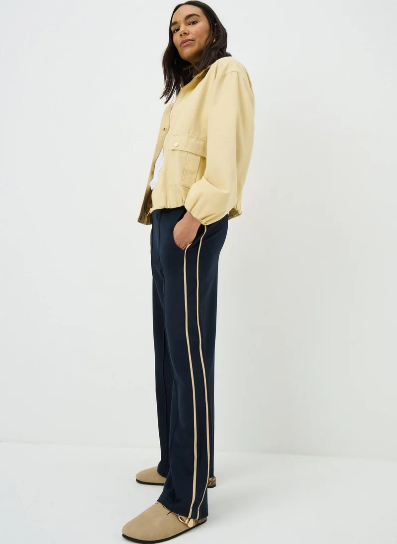 ماتلان Navy Side Stripe Ponte Wide Leg Trousers