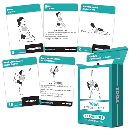 Palace Learning Yoga Pose Exercise Cards - Yoga Positions and Workout Fitness Cards with Over 50 Poses - 2.5" x 3.5" - Image 1