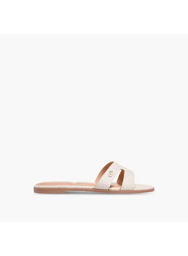 سيليست صنادل نسائية مسطحة سليب أون بنقش المونوغرام