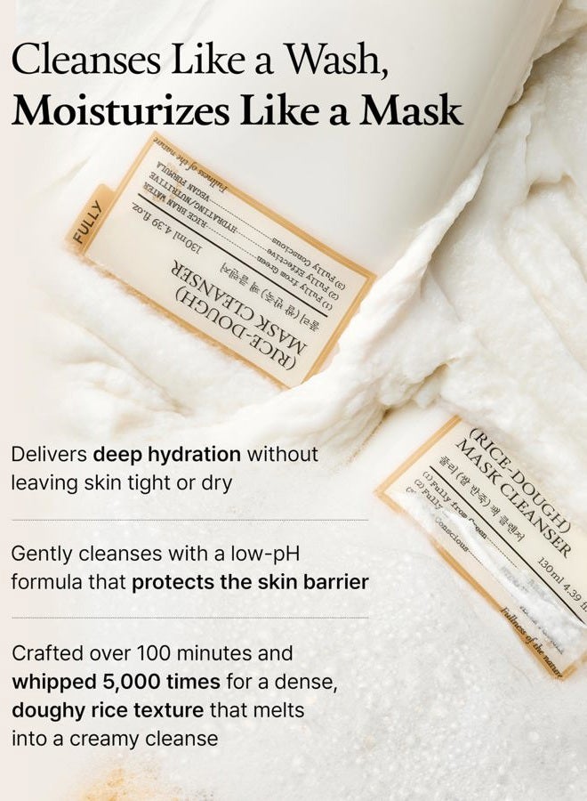 Fully Rice-Dough Mask Cleanser, Hydrating Mask, Nourishing, Low-pH Formula, Clear Pores, Face Wash, Dry & Sensitive Skin, Vegan Korean Skincare 4.39 fl.oz - Image 3