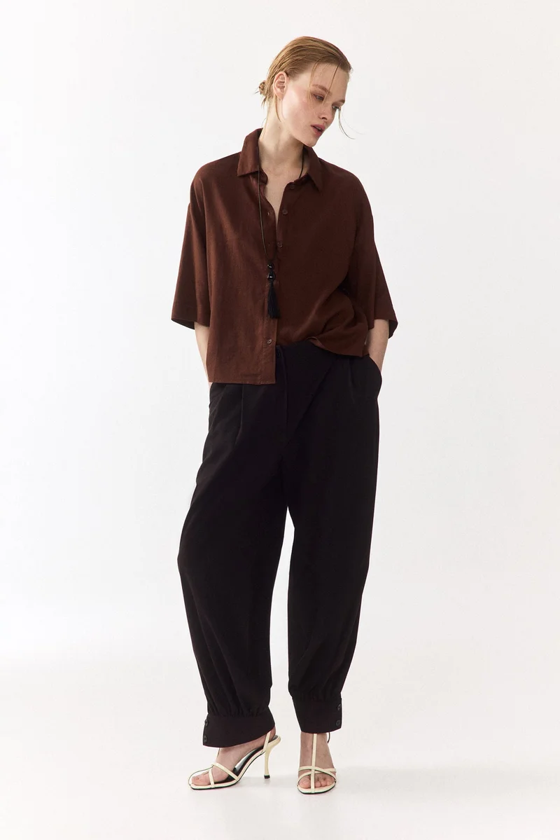 H&M Oversized linen-blend shirt