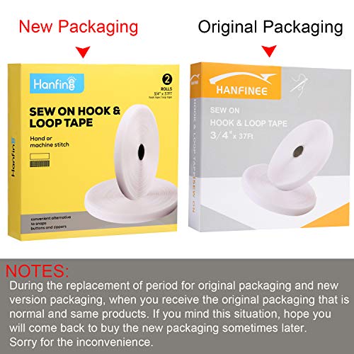 HANFINEE 3/4 Inch Width Sew on Hook and Loop Tape, Non-Adhesive Nylon Fabric Fastener Interlocking Tape for Sewing Crafts DIY,Clothes,Shoes (White,37ft) - Image 2