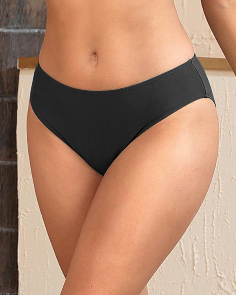Zmart Women Full Coverage Bikini Bottoms - Mid Rise Bathing Suit Swim Bottom Swimsuit Swimwear Black M - Image 5