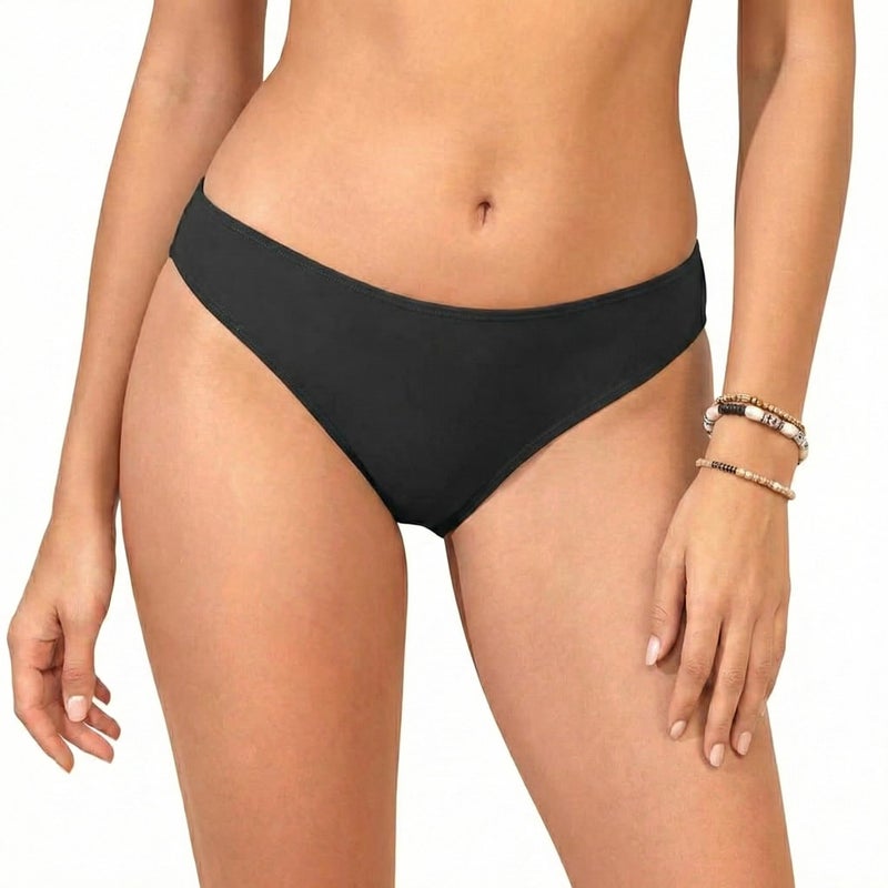 Zmart Women Full Coverage Bikini Bottoms - Mid Rise Bathing Suit Swim Bottom Swimsuit Swimwear Black M - Image 1