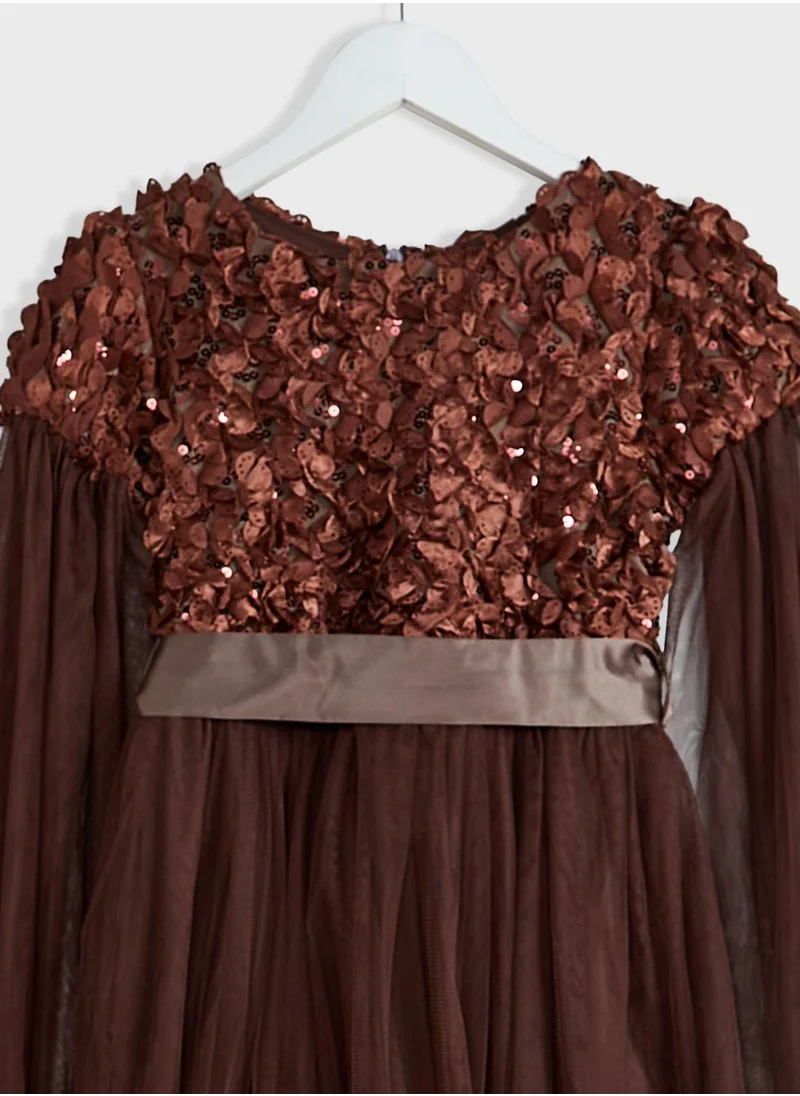 Little Golden Apple Sequin Bodice Tulle Dress