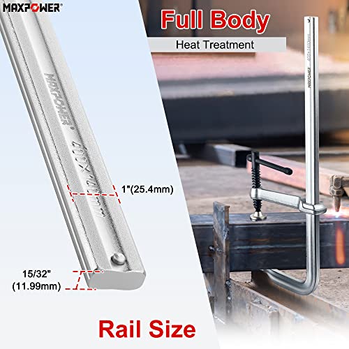 MAXPOWER Deep Throat F Clamp 15-5/8" x 5-5/8" (400 x 140 mm), Heavy Duty Bar Clamp for Welding, Pack of 4 - Image 3