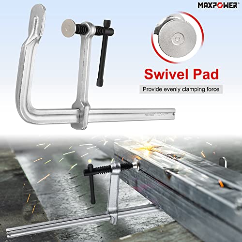 MAXPOWER Deep Throat F Clamp 15-5/8" x 5-5/8" (400 x 140 mm), Heavy Duty Bar Clamp for Welding, Pack of 4 - Image 4
