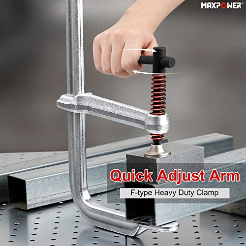 MAXPOWER Deep Throat F Clamp 15-5/8" x 5-5/8" (400 x 140 mm), Heavy Duty Bar Clamp for Welding, Pack of 4 - Image 5