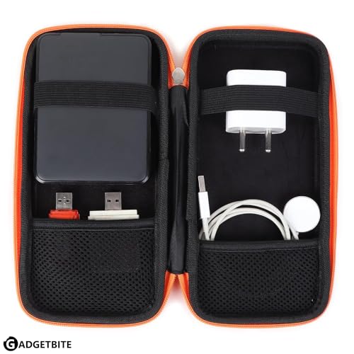 GadgetBite Portable Electronic Accessories Organizer - Travel-Friendly EVA Pouch for Vlogging Camera, USB Cables, Power Banks, Adapters, Hard Disks, and More (Orange) - Image 3