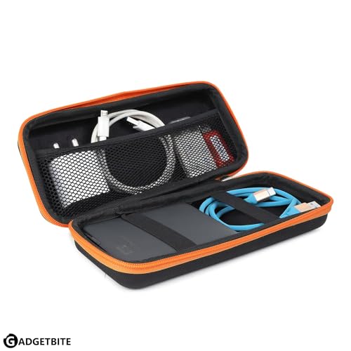 GadgetBite Portable Electronic Accessories Organizer - Travel-Friendly EVA Pouch for Vlogging Camera, USB Cables, Power Banks, Adapters, Hard Disks, and More (Orange) - Image 2
