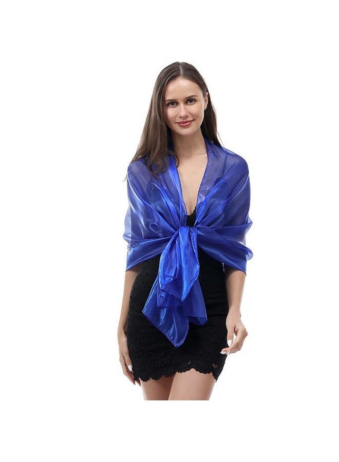 Ladiery Silk Scarves and Wraps for Evening Dresses Women Sheer Soft Bridesmaid Wedding Shawl Party Organza Stole, blue, 170 * 70 CM/67 * 28 INCH - Image 3