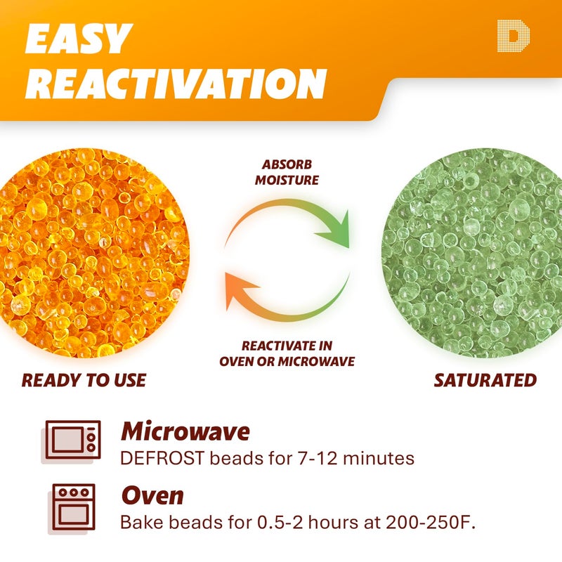 DRYDRY [3.6 LBS] Premium Orange Indicating Silica Gel Desiccant Beads(Industry Standard 3-5 mm) - Rechargeable Silica Gel Beads(3.6 LBS) - Image 4