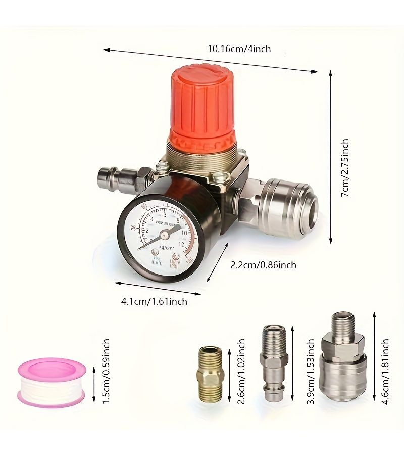 Set Of 6 Air Compressor Pressure Switch Valves With Gauge 90 120 PSI For Workshop - Image 1