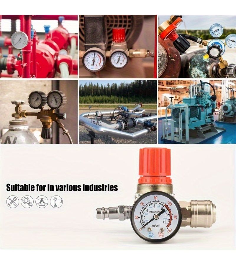Set Of 6 Air Compressor Pressure Switch Valves With Gauge 90 120 PSI For Workshop - Image 4