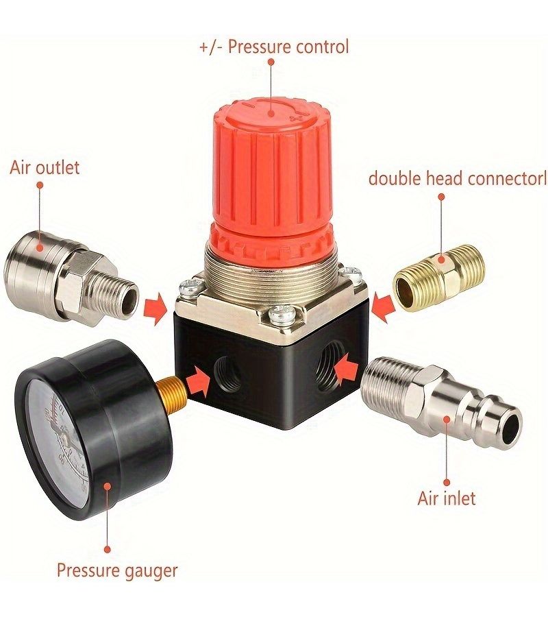 Set Of 6 Air Compressor Pressure Switch Valves With Gauge 90 120 PSI For Workshop - Image 5