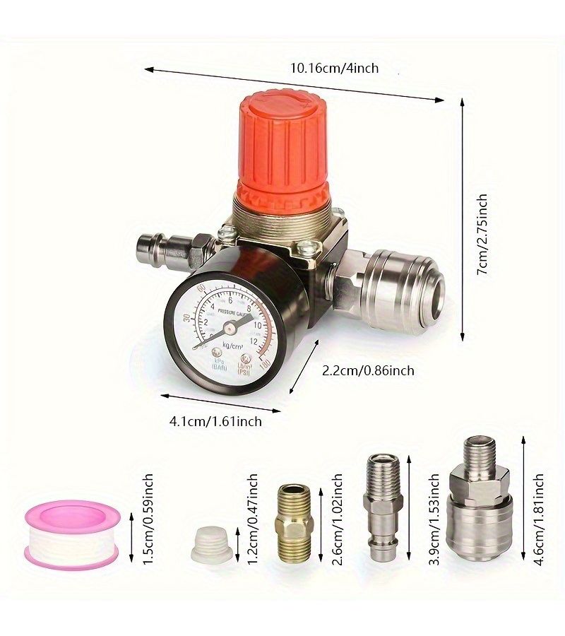 Set Of 6 Air Compressor Pressure Switch Valves With Gauge 90 120 PSI For Workshop - Image 2