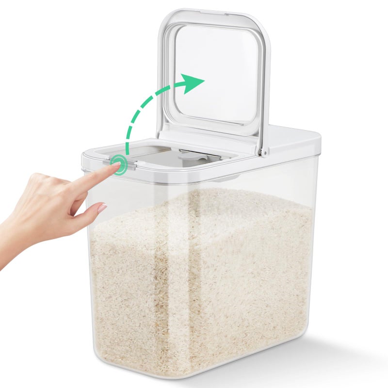 TBMax Rice Flour Storage Container with Automatic Flip-up Lid 25 Lbs | 12.68 Qt, Tall and Narrow Food Storage Flour Bin for Kitchen Pantry Organization, Pet Dog Cat Food Storage Container - Image 1