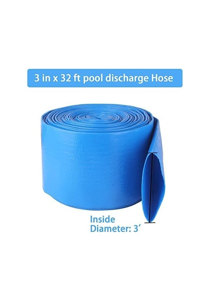 AQ AQSON خرطوم تصريف المياه AQSON 3' x 32 Ft ثقيل الوزن - خرطوم تصريف مسبح معزز لنقل المياه - Image 4