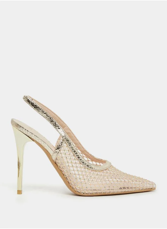 ستايلي Pointed Toe Mesh Slingback Shoes