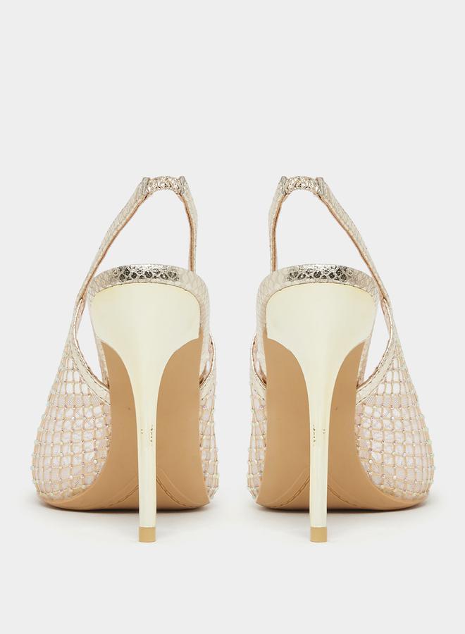 Styli Pointed Toe Mesh Slingback Shoes - Image 4