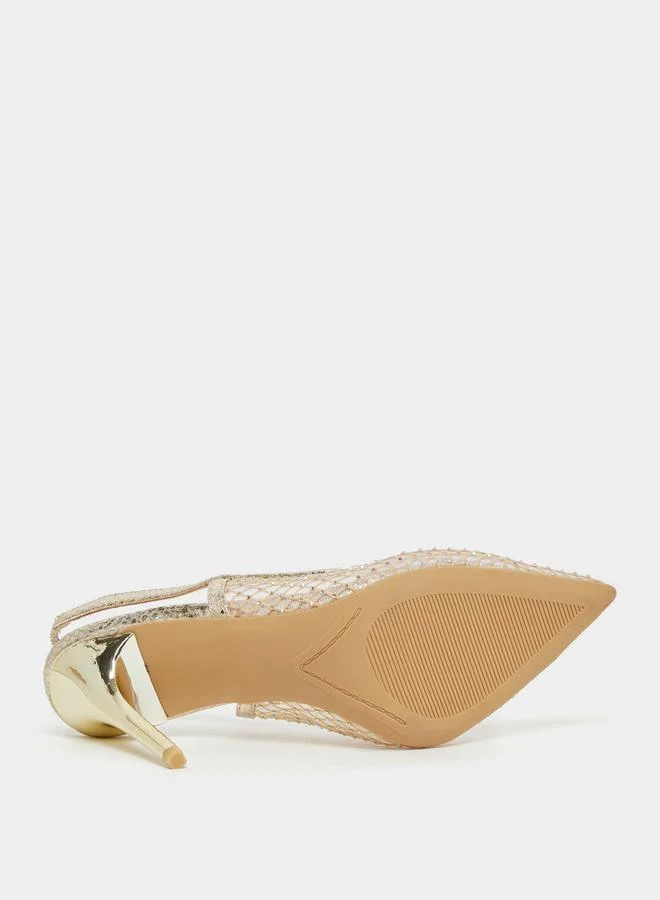 Styli Pointed Toe Mesh Slingback Shoes