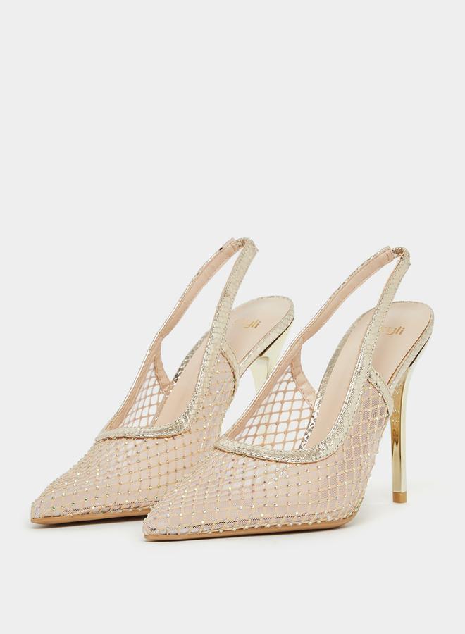 Styli Pointed Toe Mesh Slingback Shoes - Image 2