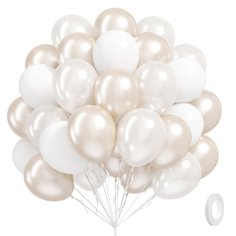 Leraqertra 60pcs Double Stuffed Pearl Balloons 12inch Pearl White Balloons White Latex Balloon for Wedding Bridal Baby Shower Birthday Party Decorations - Image 3