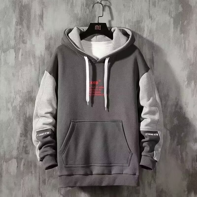 Mens Hoodie Casual Loose Pullover Trendy Autumn Coat Black  - Image 1