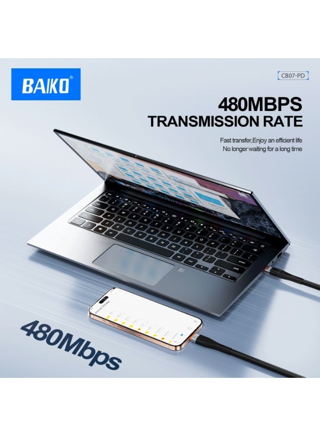 BAIKO CB07 USB-C to Lightning Fast Charging Cable for iPhone, iPad & AirPods, Silicone Type-C Charger Cord, 480Mbps Data Transfer, Durable Copper Core Fast Charge Cable - Image 3