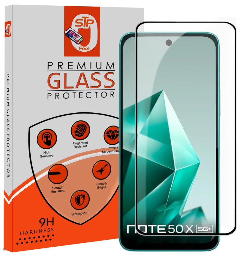 STP FEEL® Premium Tempered Glass Screen Protector Guard Compatible For Infinix Note 50X 5G+ (6.78 Inch, Pack of 1) | Edge to Edge Coverage With Easy to installation kit - Image 1