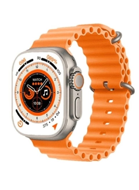 The New GS8+ ULTRA Smart Watch The Eighth Series With A Full Screen Works With The Android And IOS System Is Responsive Wireless Charging And Supports GPS, Size 49 mm - Orange