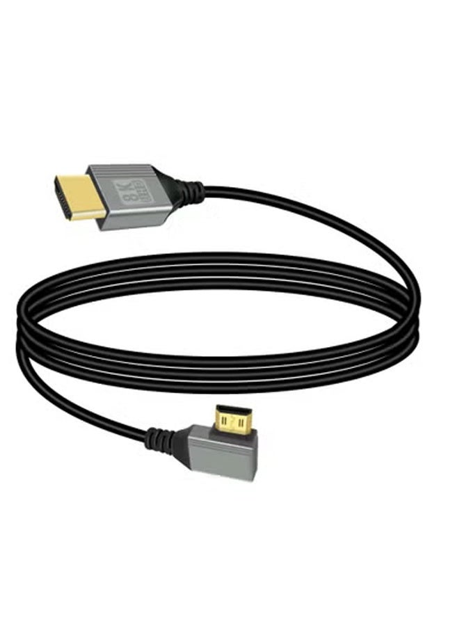 Peachjoy 8K Mini HDMI to HDMI Adapter Cable, 90 Degree Right Angle Mini HDMI Male to HDMI Male 8K@60Hz 4K@120Hz 48Gbps High Speed HDMI 2.1 Cord, Compatible with Laptop, TV, Camcorder etc. (1M) - Image 1