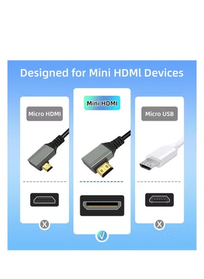Peachjoy 8K Mini HDMI to HDMI Adapter Cable, 90 Degree Right Angle Mini HDMI Male to HDMI Male 8K@60Hz 4K@120Hz 48Gbps High Speed HDMI 2.1 Cord, Compatible with Laptop, TV, Camcorder etc. (1M) - Image 2