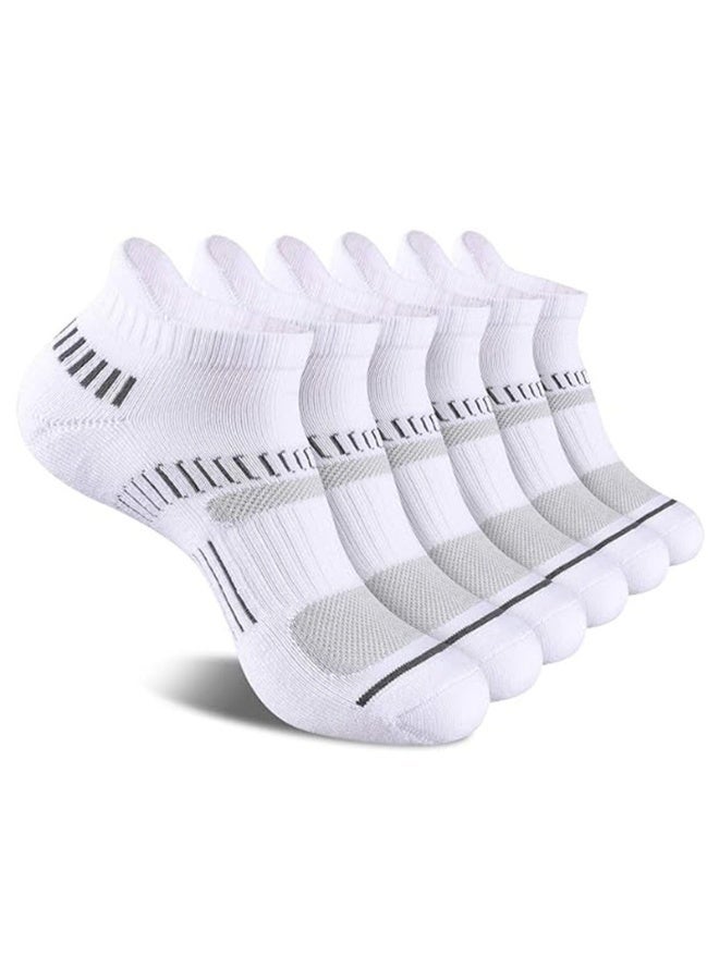 Arabest 6 Pairs Mens Ankle Athletic Socks, Low Cut Breathable Running Socks, Comfort Sports Trainer Socks, Cotton Casual Non-Slip No Show Socks for Men and Women, Invisible Crew Boat Socks (White) - Image 1