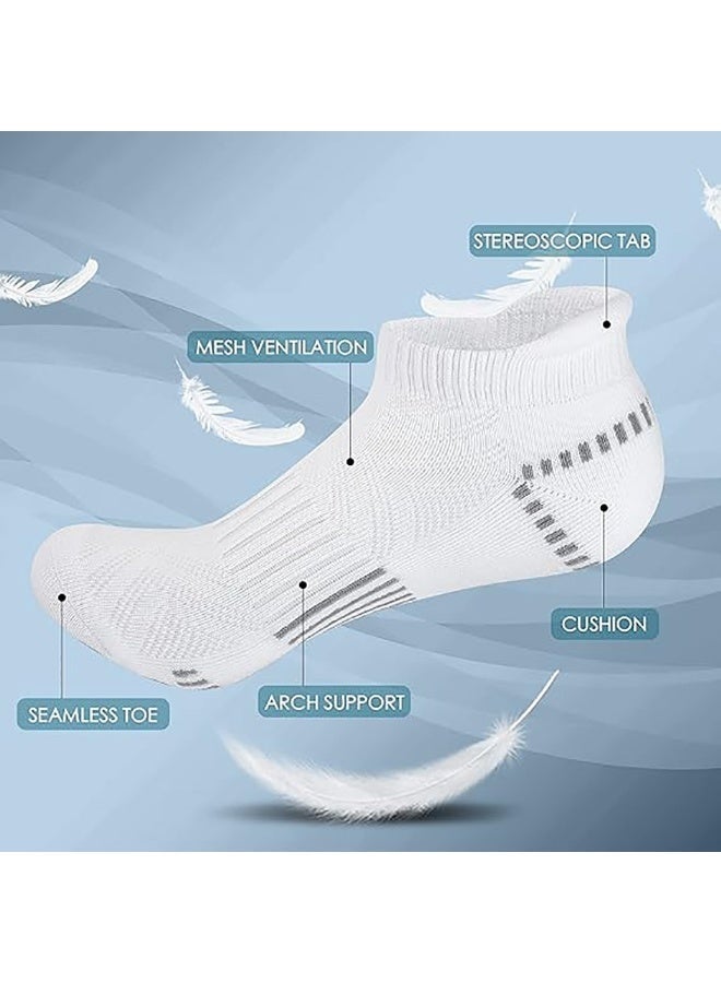 Arabest 6 Pairs Mens Ankle Athletic Socks, Low Cut Breathable Running Socks, Comfort Sports Trainer Socks, Cotton Casual Non-Slip No Show Socks for Men and Women, Invisible Crew Boat Socks (White) - Image 4
