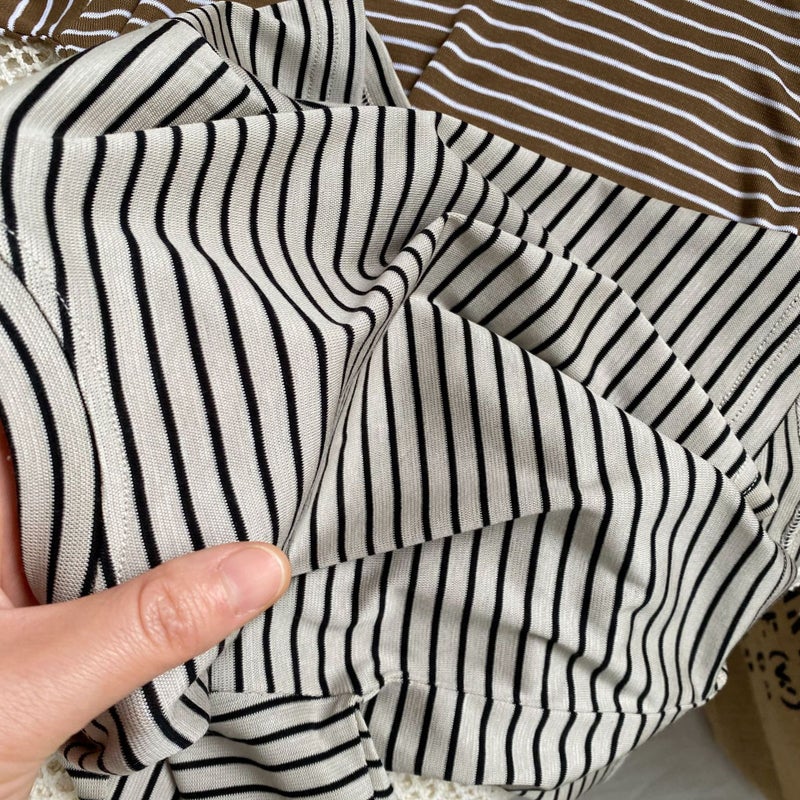 Gl-Kids Korean Children'S Cool Tencel Striped Short-Sleeved T-Shirt Loose All-Match Base Shirt For Men And Women - Image 3