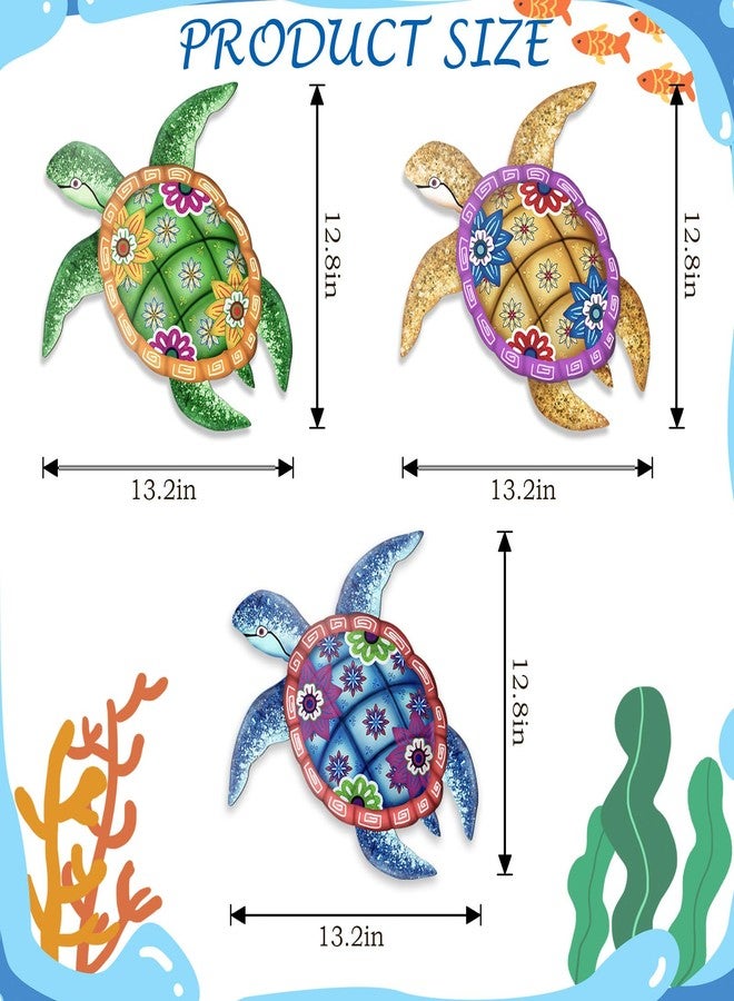 Bnesi 3 Pack Coastal Colorful Metal Wall Art Tropical Ocean Wall Art as Metal Outdoor Decoration for Patio Wall Decor Tropical Themed Home Decor for Indoor and Outdoor Use (Retro) - Image 3