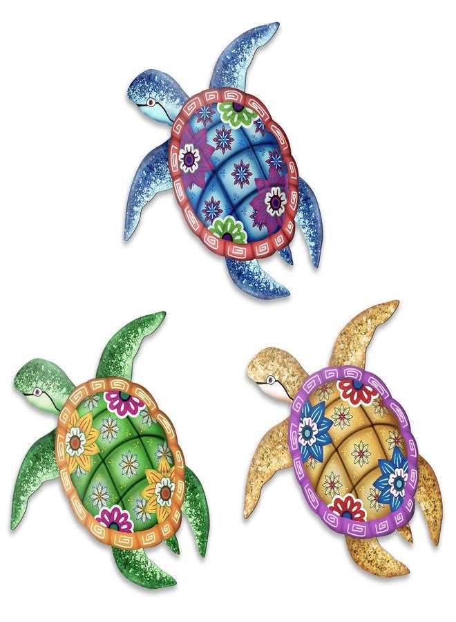 Bnesi 3 Pack Coastal Colorful Metal Wall Art Tropical Ocean Wall Art as Metal Outdoor Decoration for Patio Wall Decor Tropical Themed Home Decor for Indoor and Outdoor Use (Retro) - Image 1